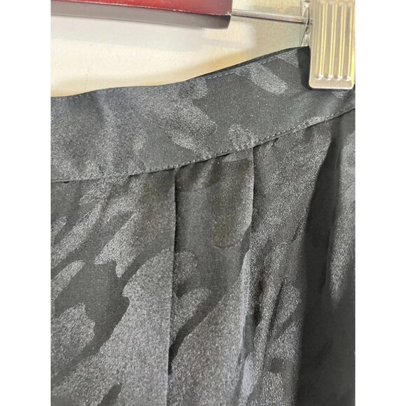 Retro Silk Animal Print Skirt Black 12 Classic Chic Preppy Neutral Minimalist - Picture 6 of 10